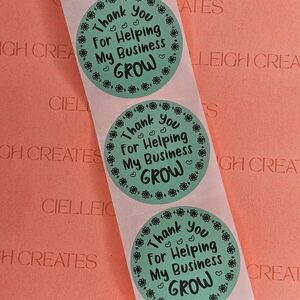 Thank You For Helping My Business Grow Packaging Sticker Label